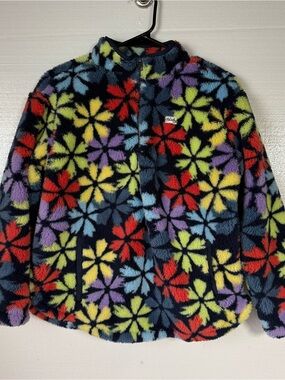 Hurley Sweater Girls Size XL 14/16 Colorful Floral Sherpa Fleece Full Zip Jacket